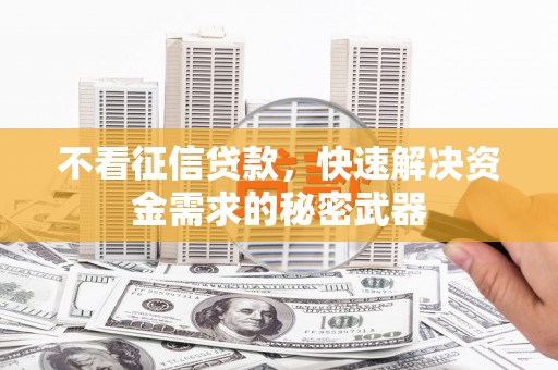 乌尔禾不看征信贷款，快速解决资金需求的秘密武器